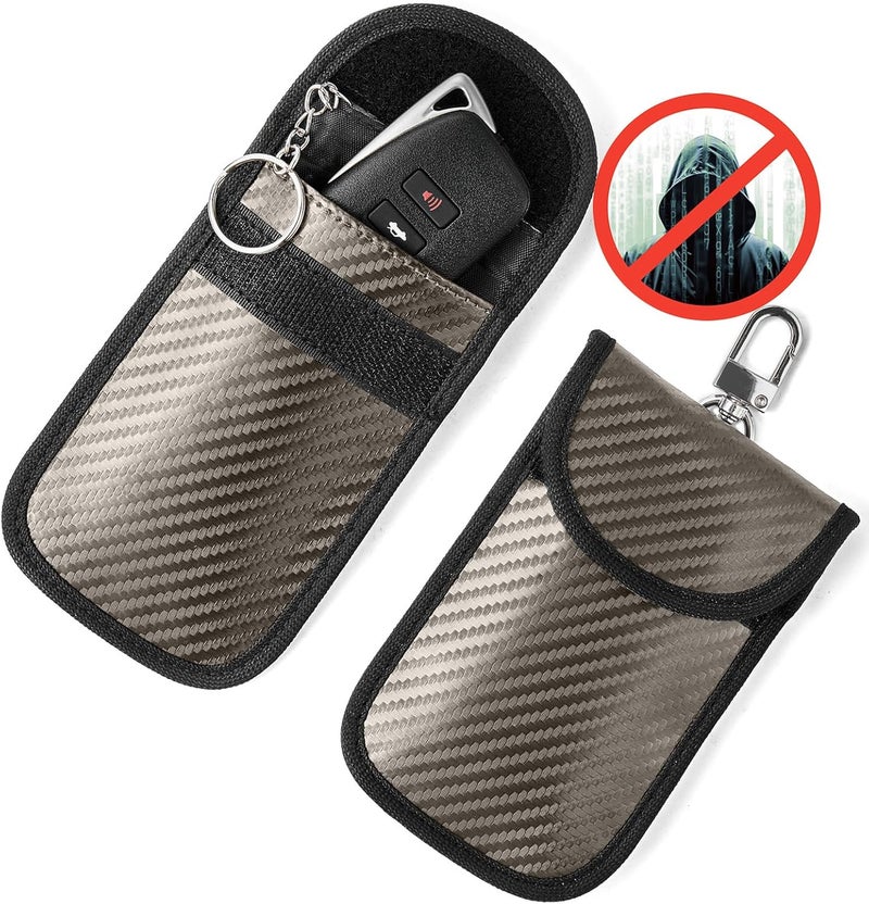 Vammcht Upgraded Faraday Bag for Key Fob (2 Pack), Premium Faraday Key Fob Protector– Car RFID Signal Blocking, Car Security Protection, Anti-Theft Pouch, Anti-Hacking Case Blocker Light Bronze - Image 1